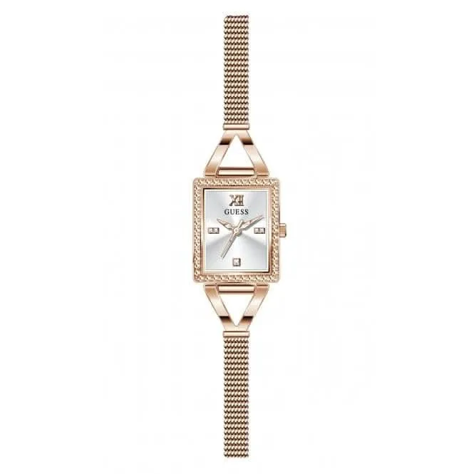 Guess Ladies Grace Montre en Acier Inoxydable Bracelet Maillé Or Rose GW0400L3