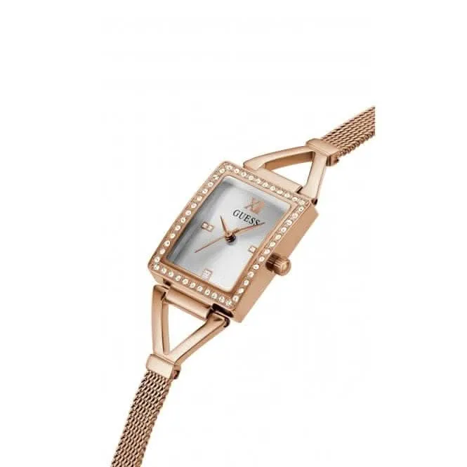 Guess Ladies Grace Montre en Acier Inoxydable Bracelet Maillé Or Rose GW0400L3