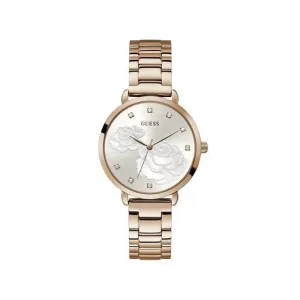 Montre Guess Ladies en or rose étincelant avec cadran floral en acier GW0242L3