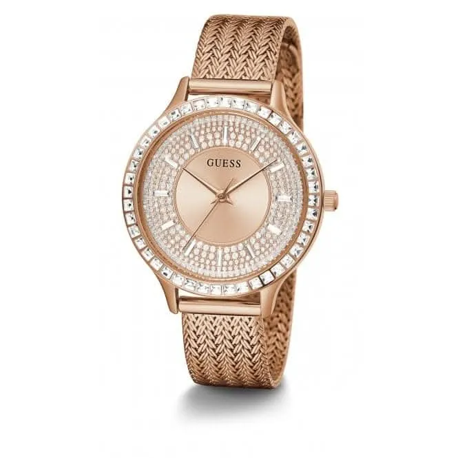 Montre Guess Ladies Soirée en acier inoxydable maillé or rose GW0402L3