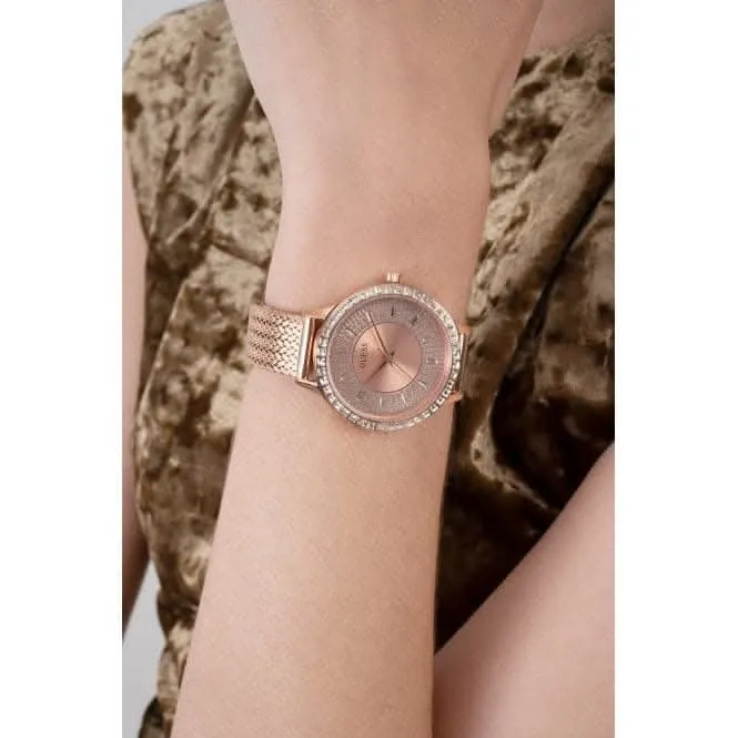 Montre Guess Ladies Soirée en acier inoxydable maillé or rose GW0402L3