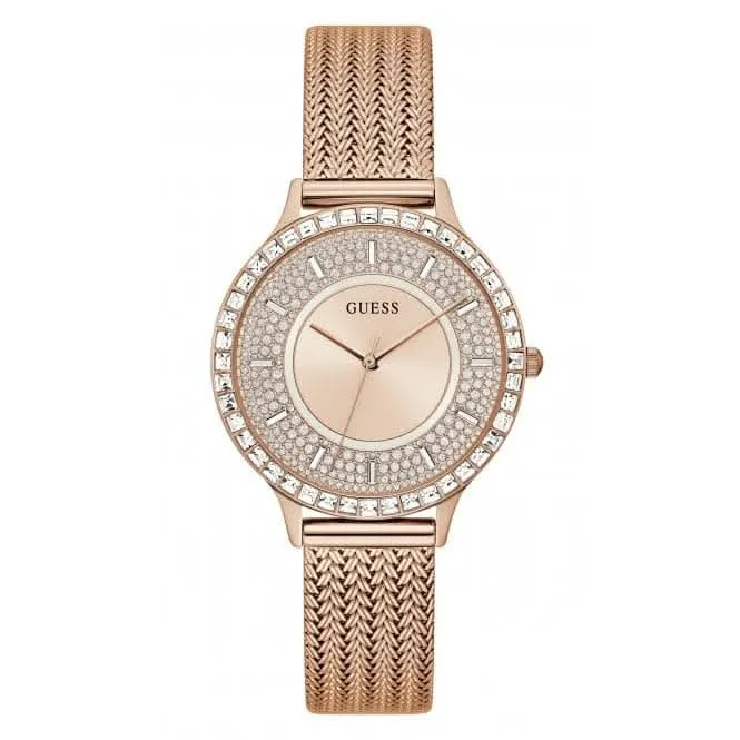Montre Guess Ladies Soirée en acier inoxydable maillé or rose GW0402L3