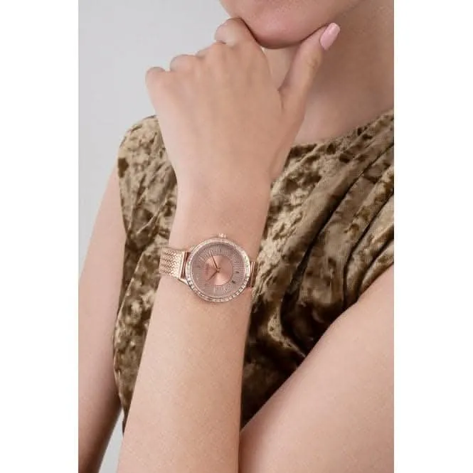 Montre Guess Ladies Soirée en acier inoxydable maillé or rose GW0402L3