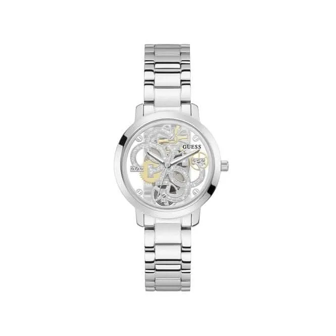 Montre Guess Quattro Clear pour Femme, Style Trend, en Acier Inoxydable Argenté GW0300L1