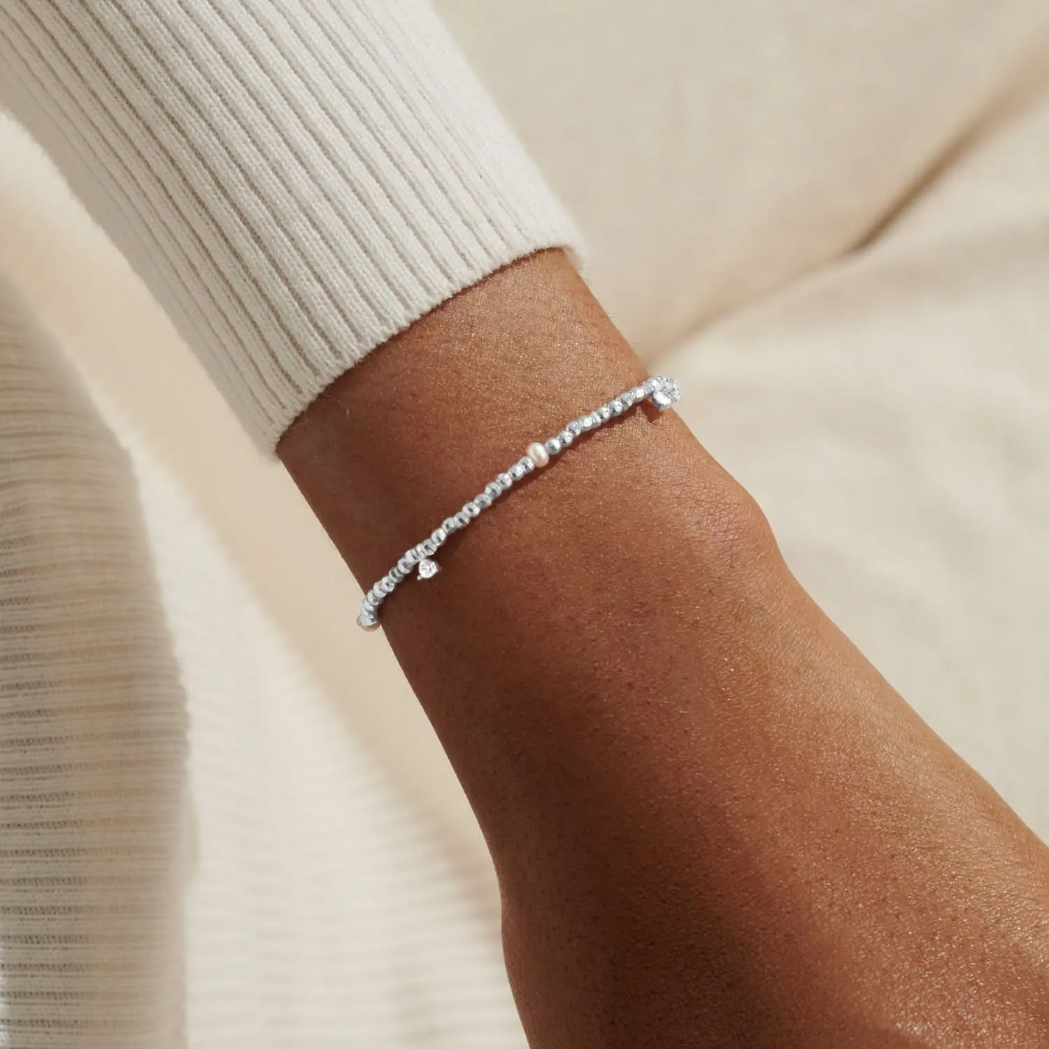Bracelet en argent plaqué avec perles et zirconium cubique Halo Pearl 7841 Joma Jewellery