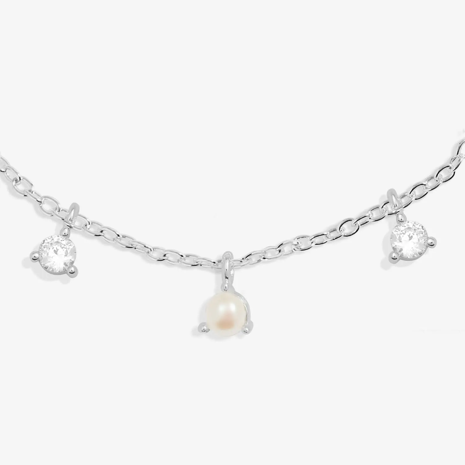 Bracelet en argent plaqué 7837 avec charmes en zircone cubique Halo Pearl et perles - Joma Jewellery