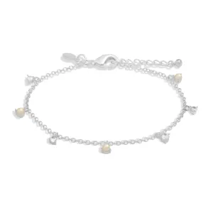 Bracelet en argent plaqué 7837 avec charmes en zircone cubique Halo Pearl et perles - Joma Jewellery