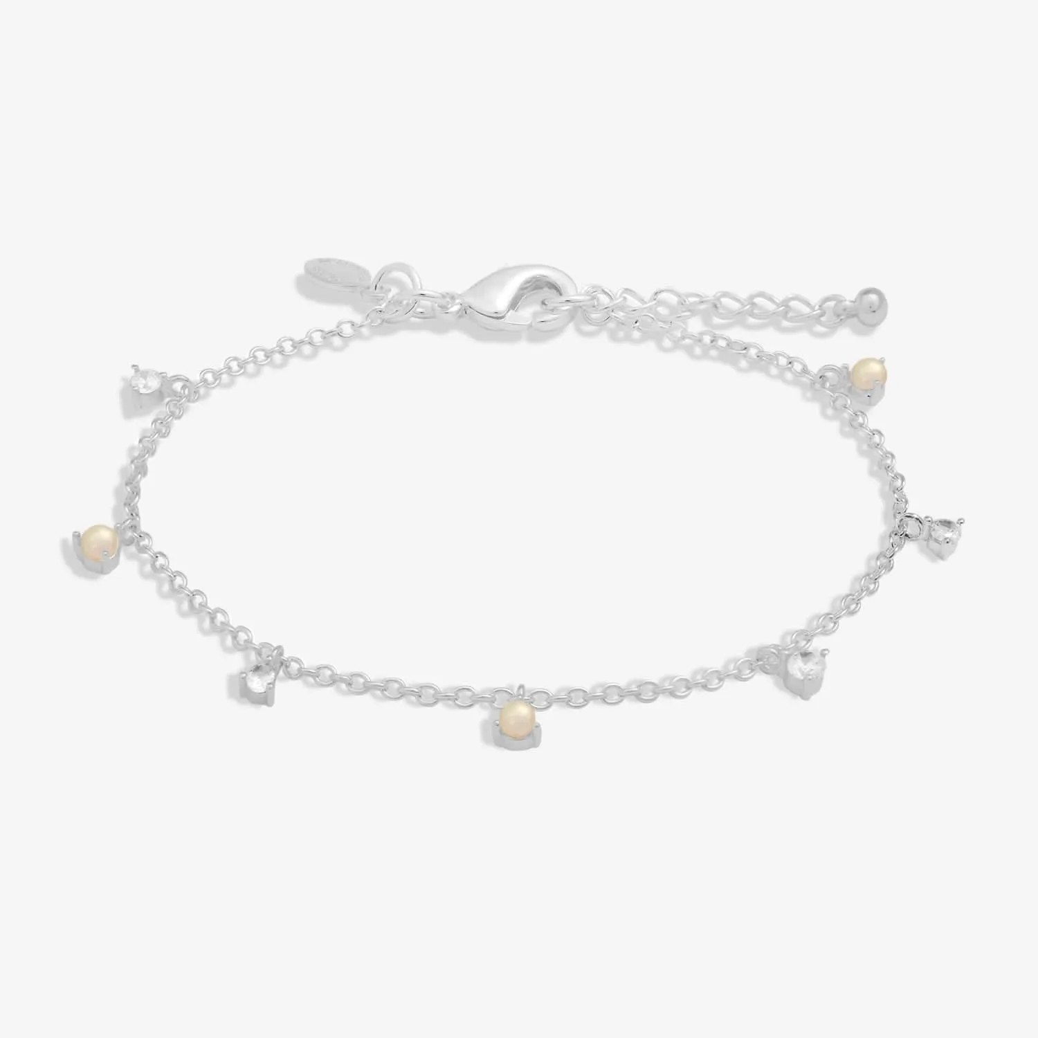 Bracelet en argent plaqué 7837 avec charmes en zircone cubique Halo Pearl et perles - Joma Jewellery