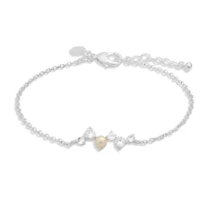 Bracelet en argent plaqué Halo Pearl Cubic Zirconia & Perles en grappes 7835 Joma Jewellery