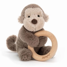 Jellycat Shooshu Monkey Wooden Ring Toy