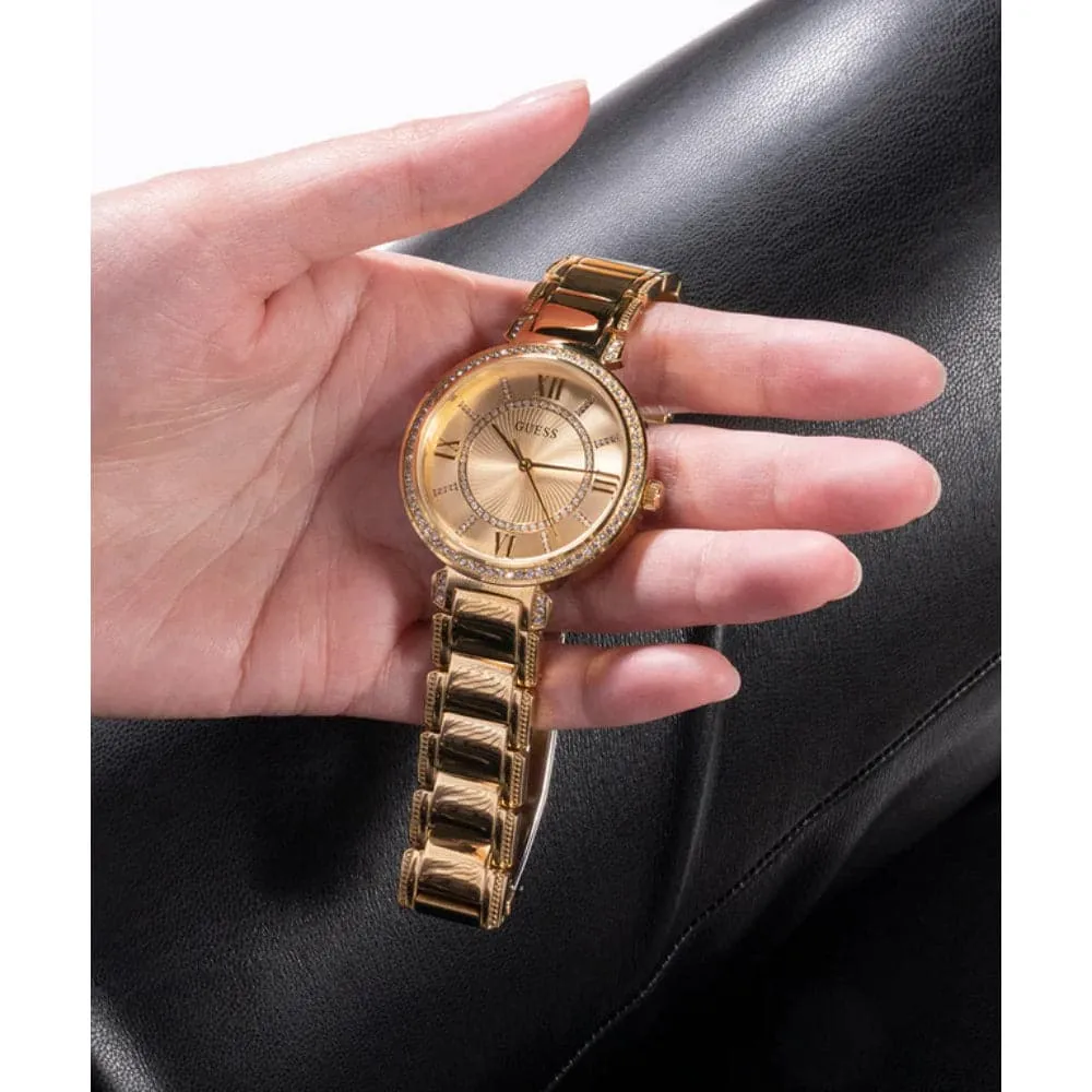 Montre Guess pour Femme GW0588L1 en Acier Inoxydable avec Cadran Analogique Doré et Bracelet en Acier Inoxydable