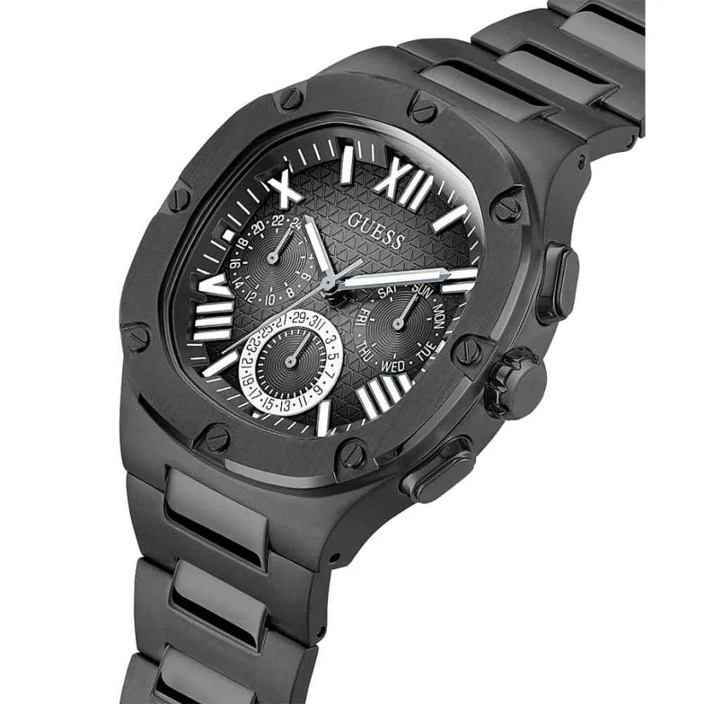 Montre Guess Bijoux Chronographe Cadran Noir Bracelet Acier Inoxydable pour Homme GW0572G3