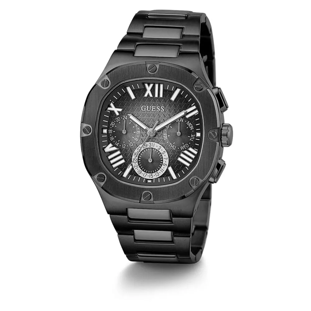 Montre Guess Bijoux Chronographe Cadran Noir Bracelet Acier Inoxydable pour Homme GW0572G3