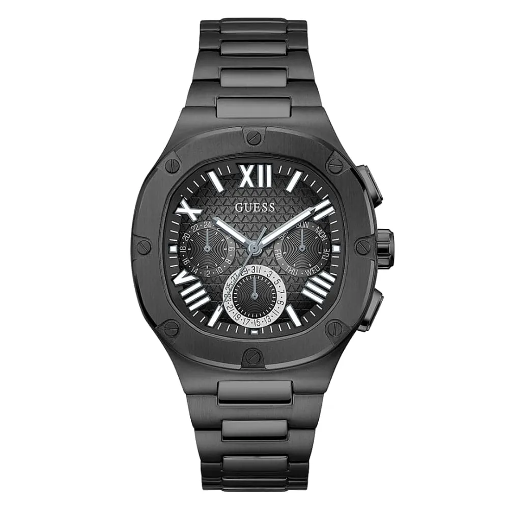 Montre Guess Bijoux Chronographe Cadran Noir Bracelet Acier Inoxydable pour Homme GW0572G3
