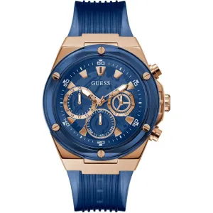 Montre Guess pour Homme Chronographe Cadran Bleu & Bracelet en Silicone GW0425G3