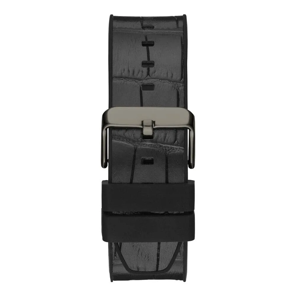 Montre Guess pour Homme en Cuir Véritable Noir avec Boîtier en Gun Metal GW0492G1