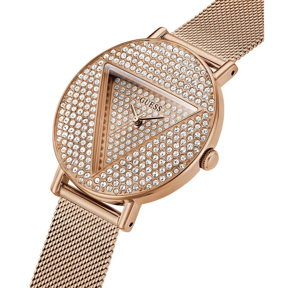 Montres Jewelry Guess Guess Iconique en Acier Inoxydable Or Rose pour Femme GW0477L3