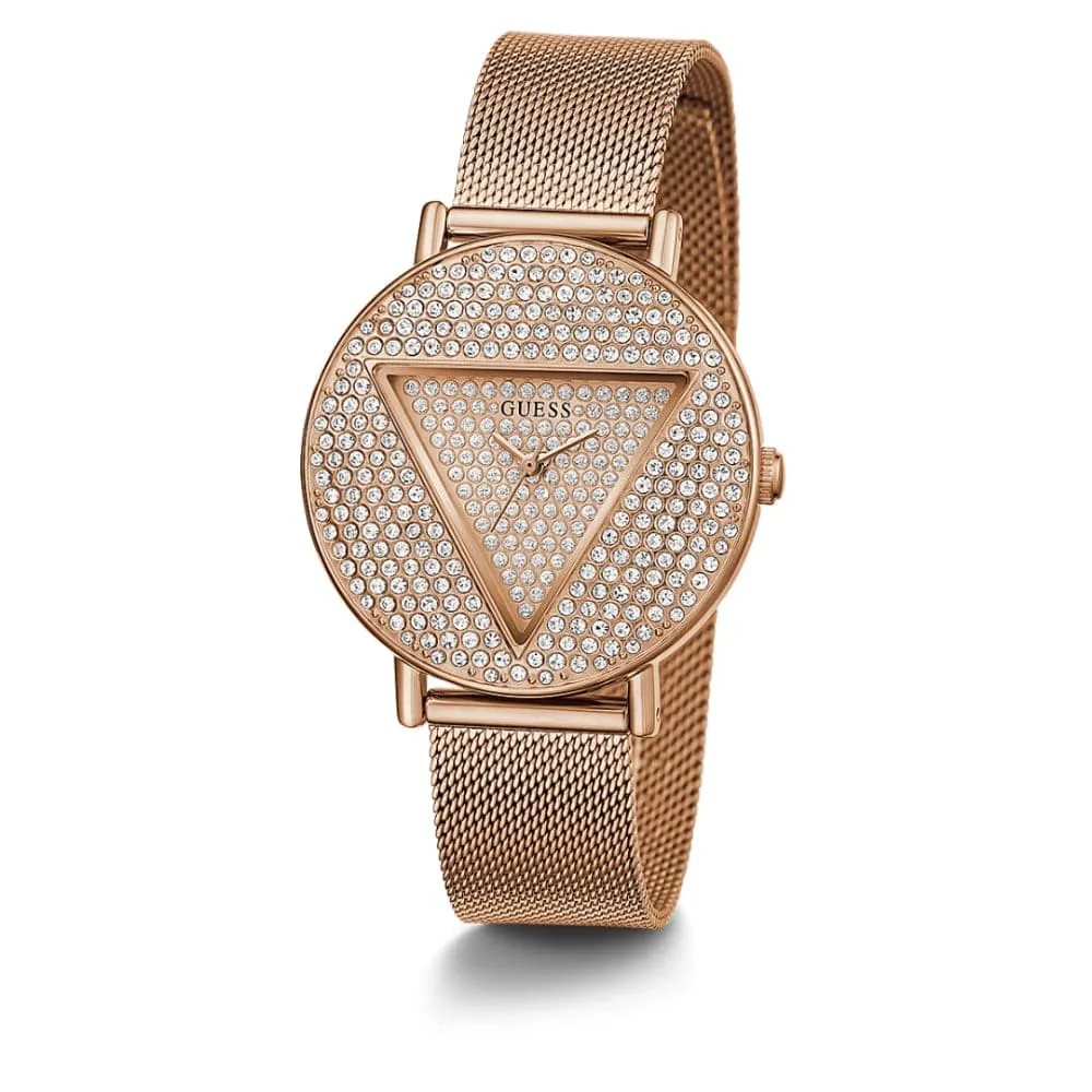 Montres Jewelry Guess Guess Iconique en Acier Inoxydable Or Rose pour Femme GW0477L3