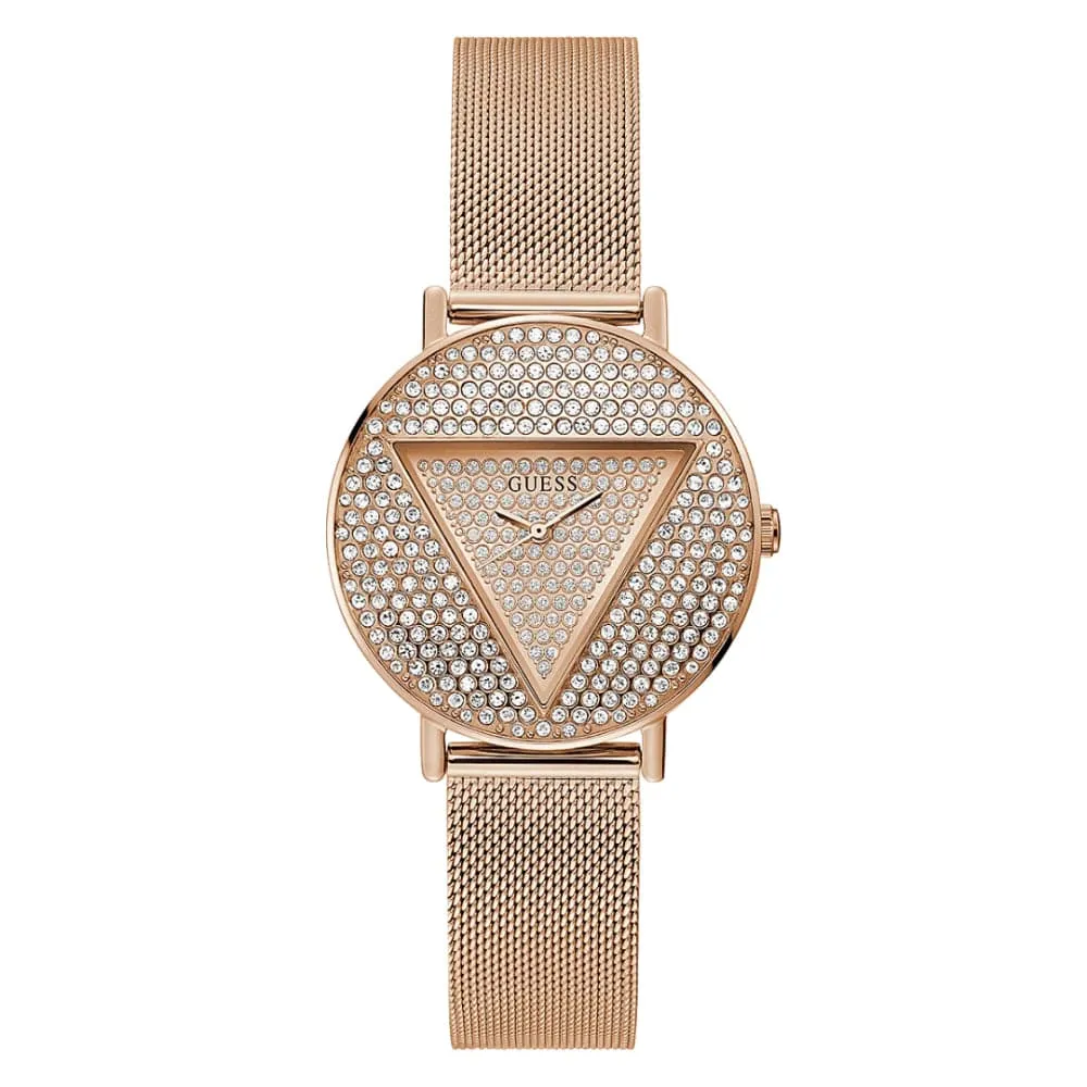 Montres Jewelry Guess Guess Iconique en Acier Inoxydable Or Rose pour Femme GW0477L3