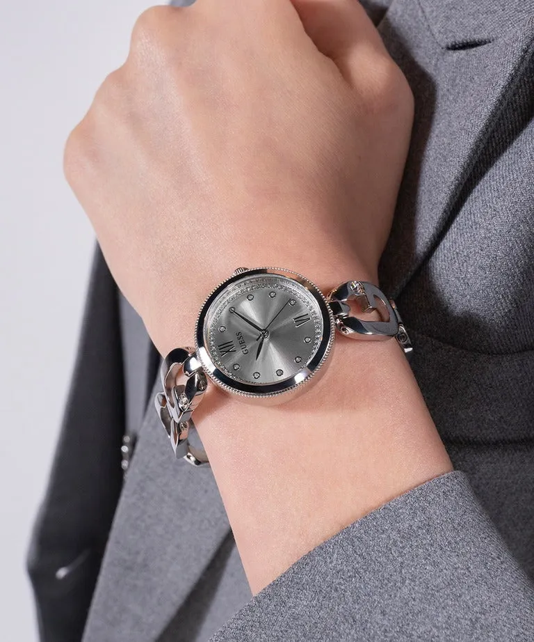Montre Guess pour Femmes en Ton Argent avec Bracelet Mailles G-Links GW0759L1