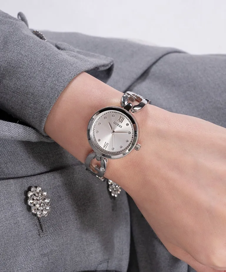 Montre Guess pour Femmes en Ton Argent avec Bracelet Mailles G-Links GW0759L1