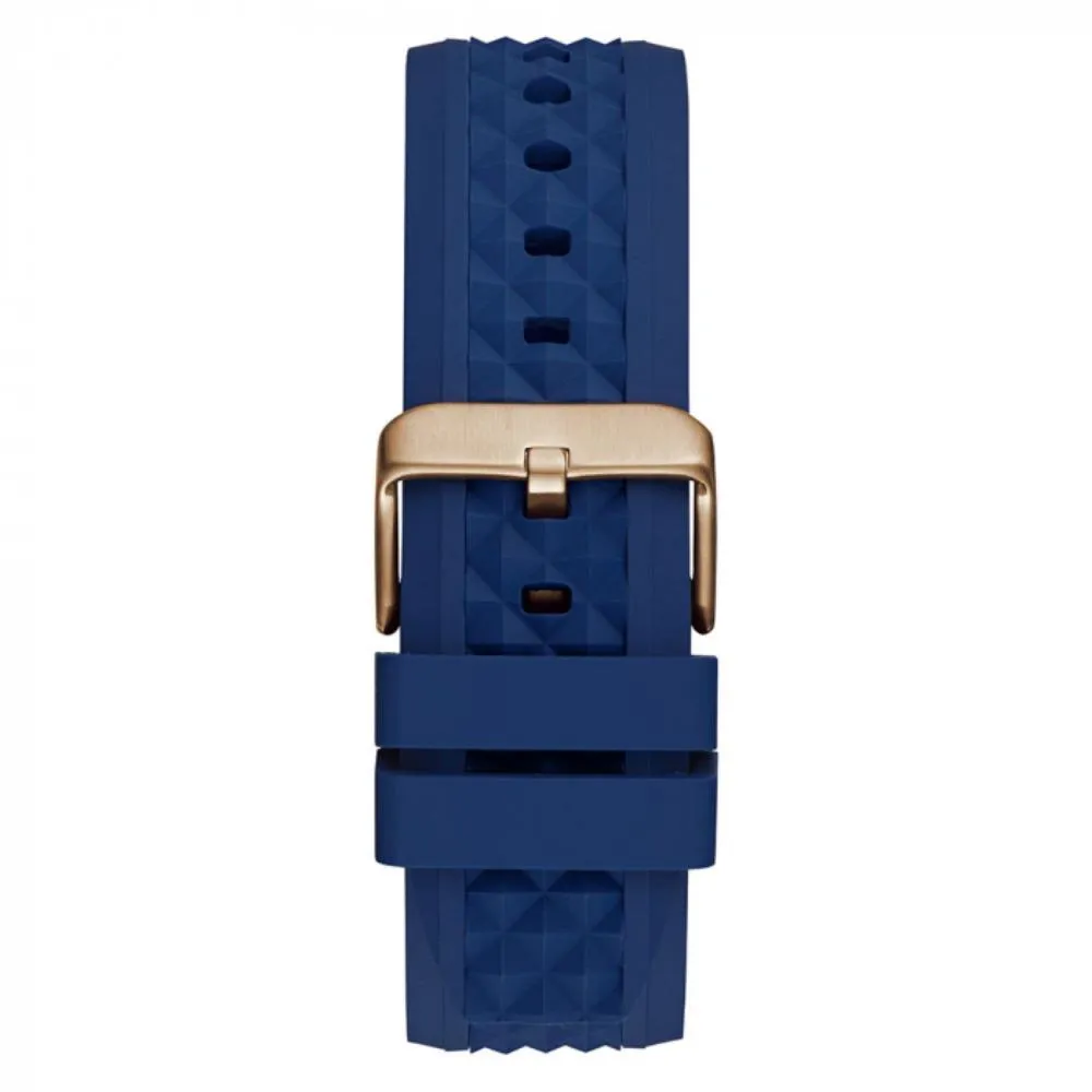 Montre Guess pour Homme en Ton Or Rose avec Bracelet en Silicone Noir Multifonction GW0729G3