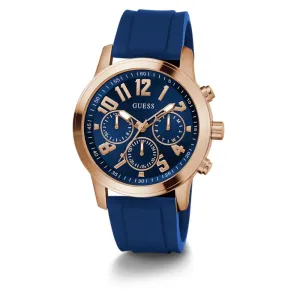 Montre Guess pour Homme en Silicone Bleu Multifonction Ton Or Rose GW0708G3