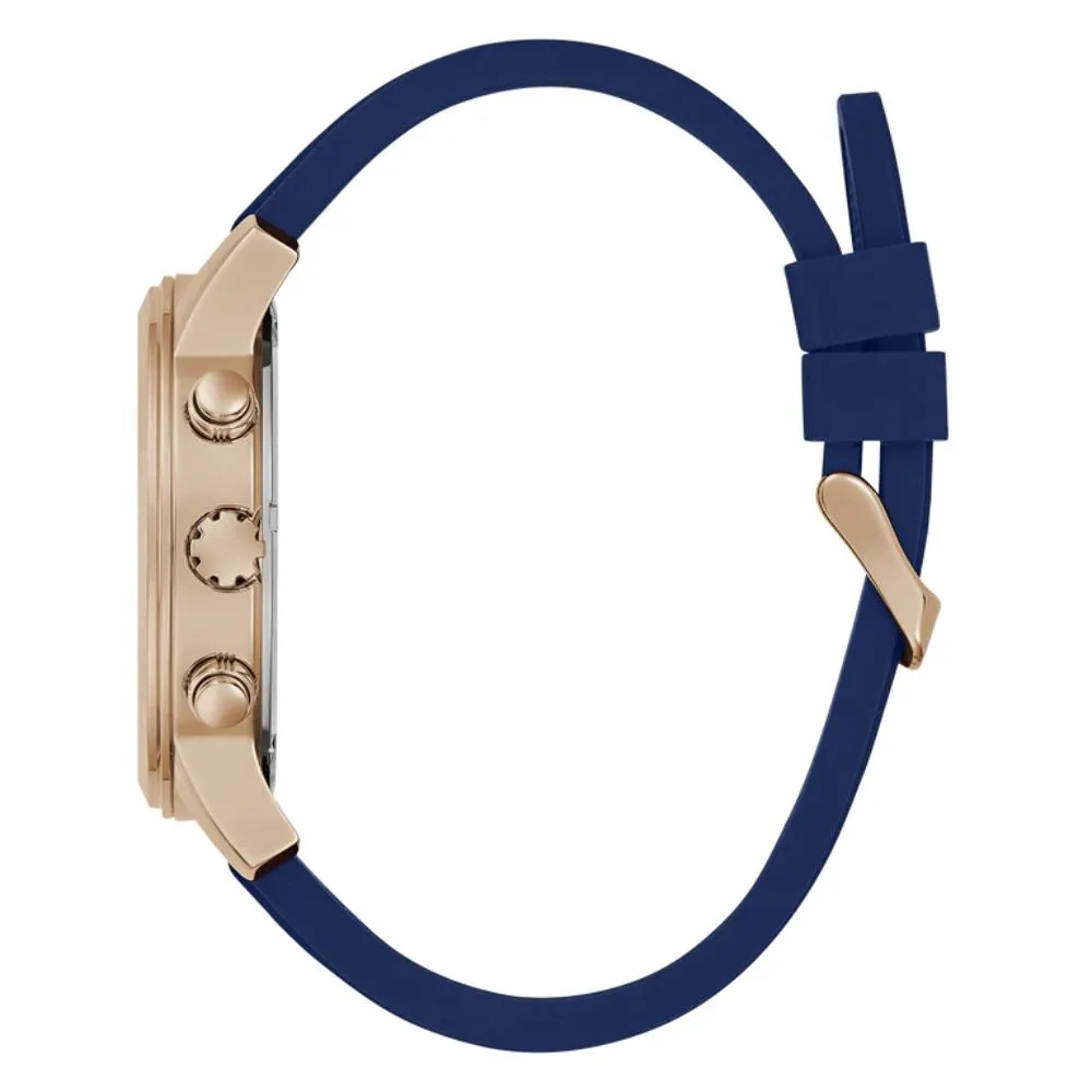 Montre Guess pour Homme en Silicone Bleu Multifonction Ton Or Rose GW0708G3