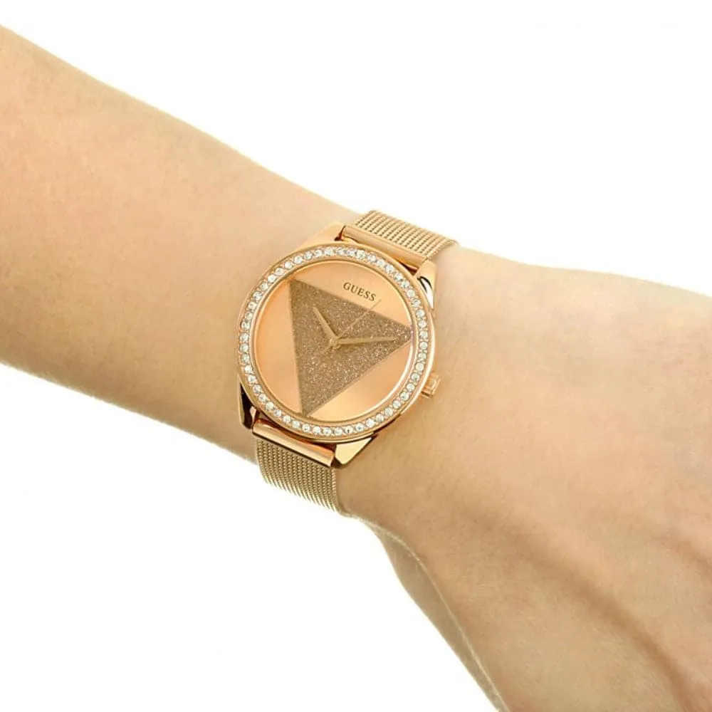 Montre Guess pour Femme W1142L4, Cadran Tri Glitz en Or Rose, Bracelet Milanese