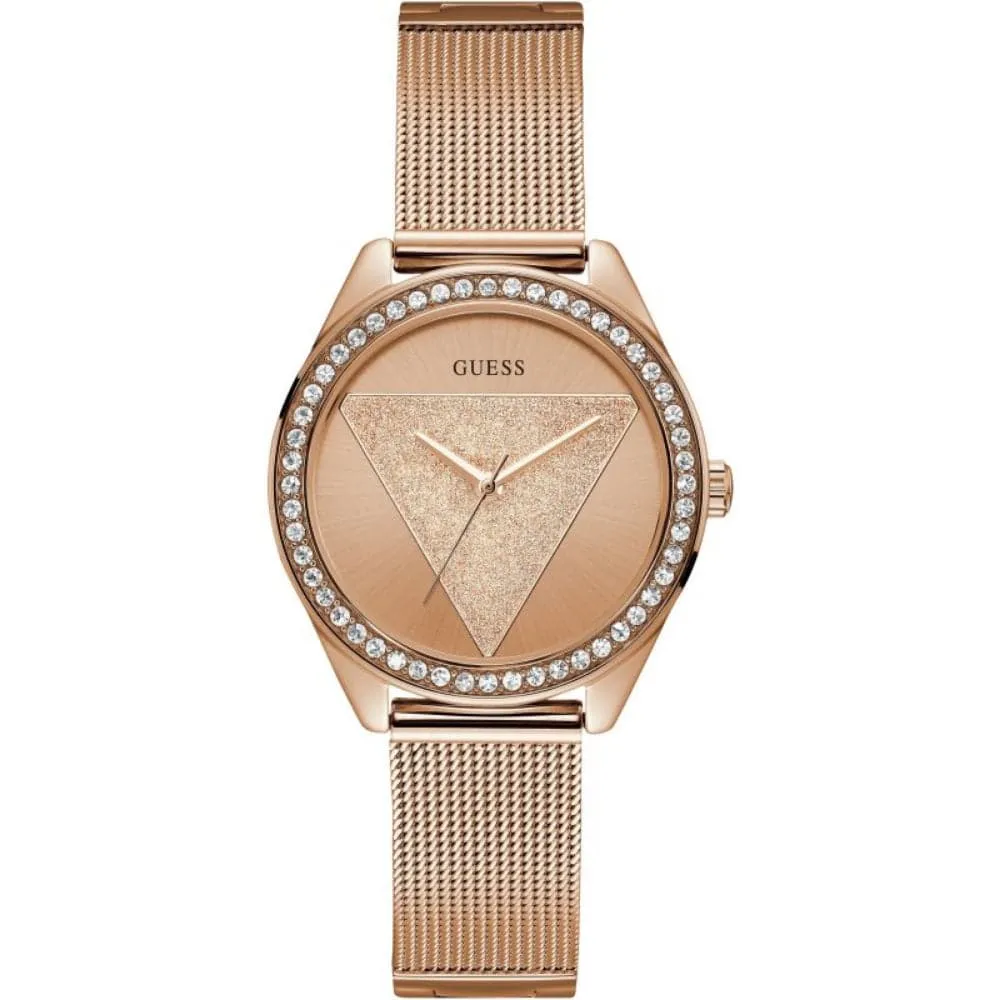 Montre Guess pour Femme W1142L4, Cadran Tri Glitz en Or Rose, Bracelet Milanese