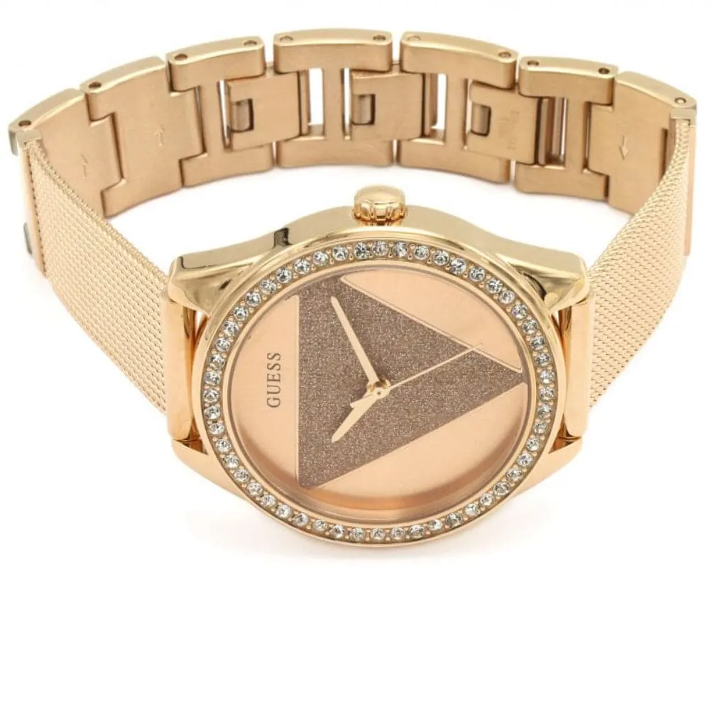 Montre Guess pour Femme W1142L4, Cadran Tri Glitz en Or Rose, Bracelet Milanese