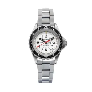Montres Marathon de Joaillerie Édition Arctique Type II - Plongeur Automatique (MSAR® Auto) Sans Marquages Gouvernementaux 36mm - Blanc sur Bracelet