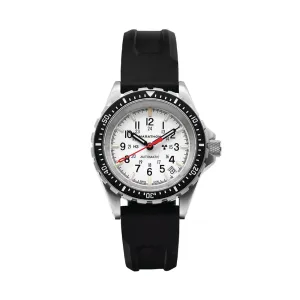 Montres Marathon de Joaillerie Édition Arctique Type II - Plongeur Automatique (MSAR® Auto) Sans Marquages Gouvernementaux 36mm - Blanc sur Bracelet en Caoutchouc