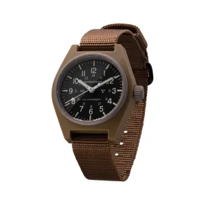 Montres Marathon de Bijoux Type II Champ Mécanique 34mm - Noir sur Bracelet Nylon Désert Tan