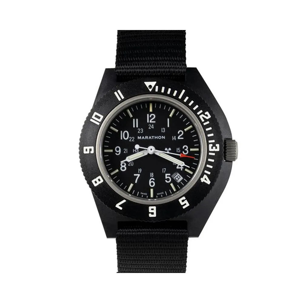 Montres Marathon de Bijoux Nouveau Navigateur Pilote en Cristal de Saphir avec Date et Tritium - Noir - 41mm