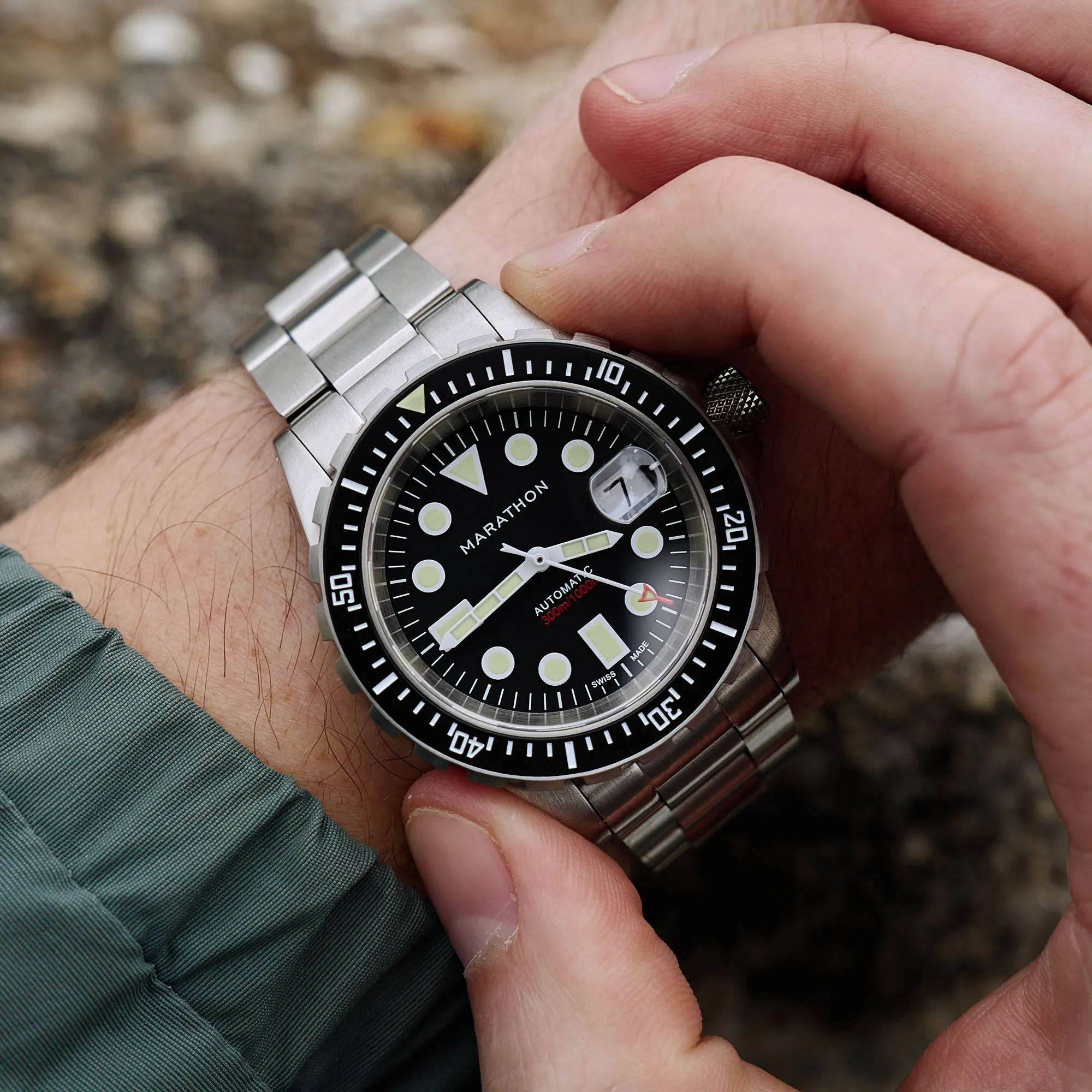 Montres Jewelry Marathon Original Search & Rescue avec Date (OSAR-D) Plongeur Automatique 41mm - Noir sur Bracelet