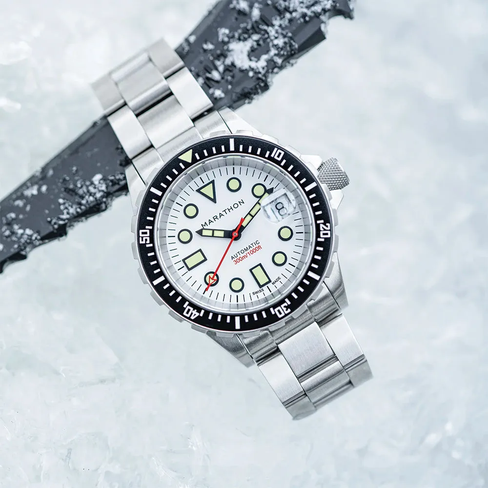 Montres Marathon de Bijoux OSAR-D Édition Arctique Type I Plongeur Automatique 41mm - Blanc sur Bracelet