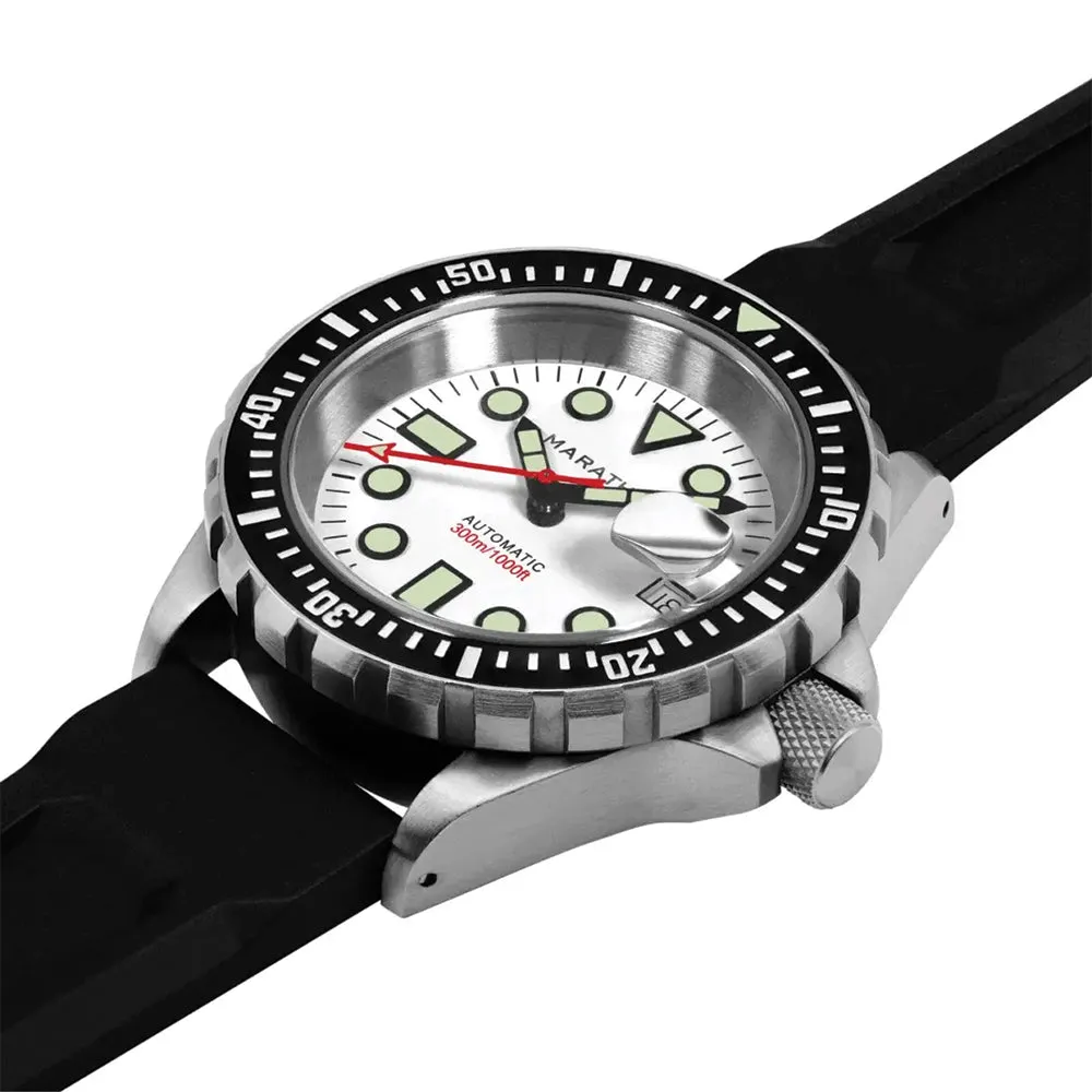 Montres Marathon de Bijoux OSAR-D Édition Arctique Type I Plongeur Automatique 41mm - Blanc sur Bracelet en Caoutchouc