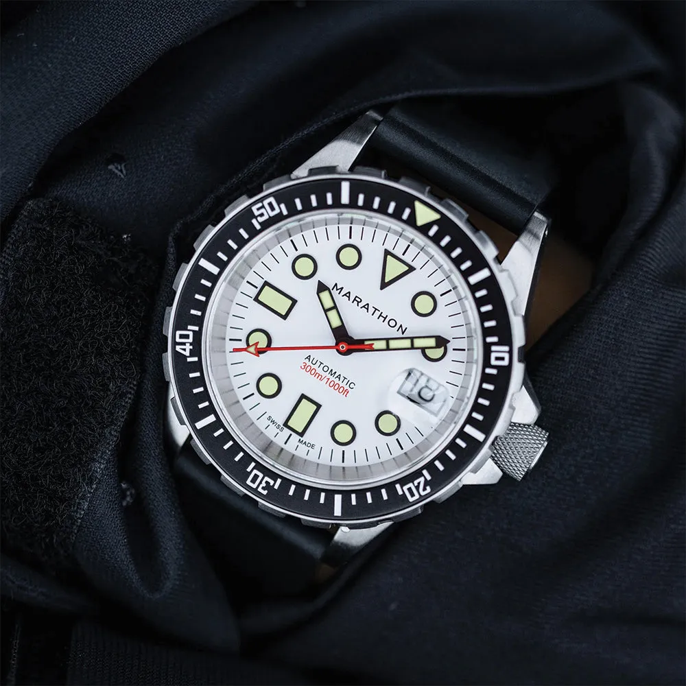 Montres Marathon de Bijoux OSAR-D Édition Arctique Type I Plongeur Automatique 41mm - Blanc sur Bracelet en Caoutchouc