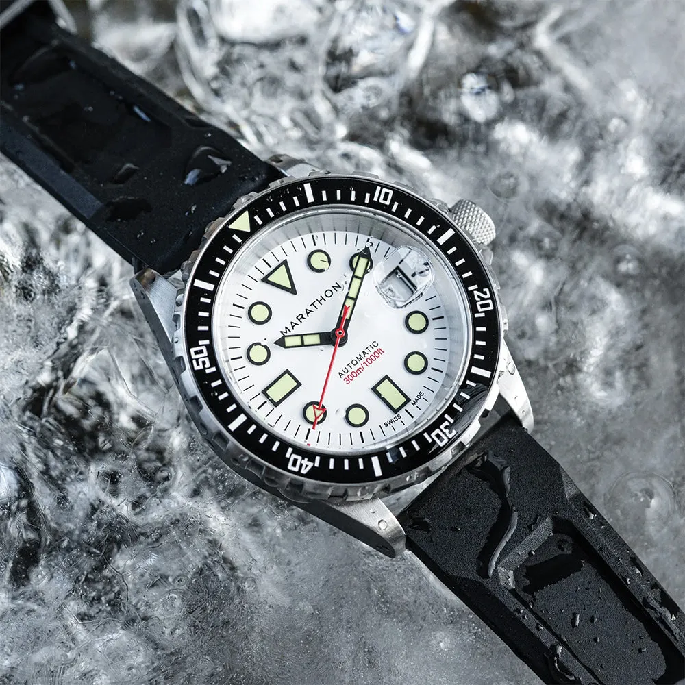 Montres Marathon de Bijoux OSAR-D Édition Arctique Type I Plongeur Automatique 41mm - Blanc sur Bracelet en Caoutchouc