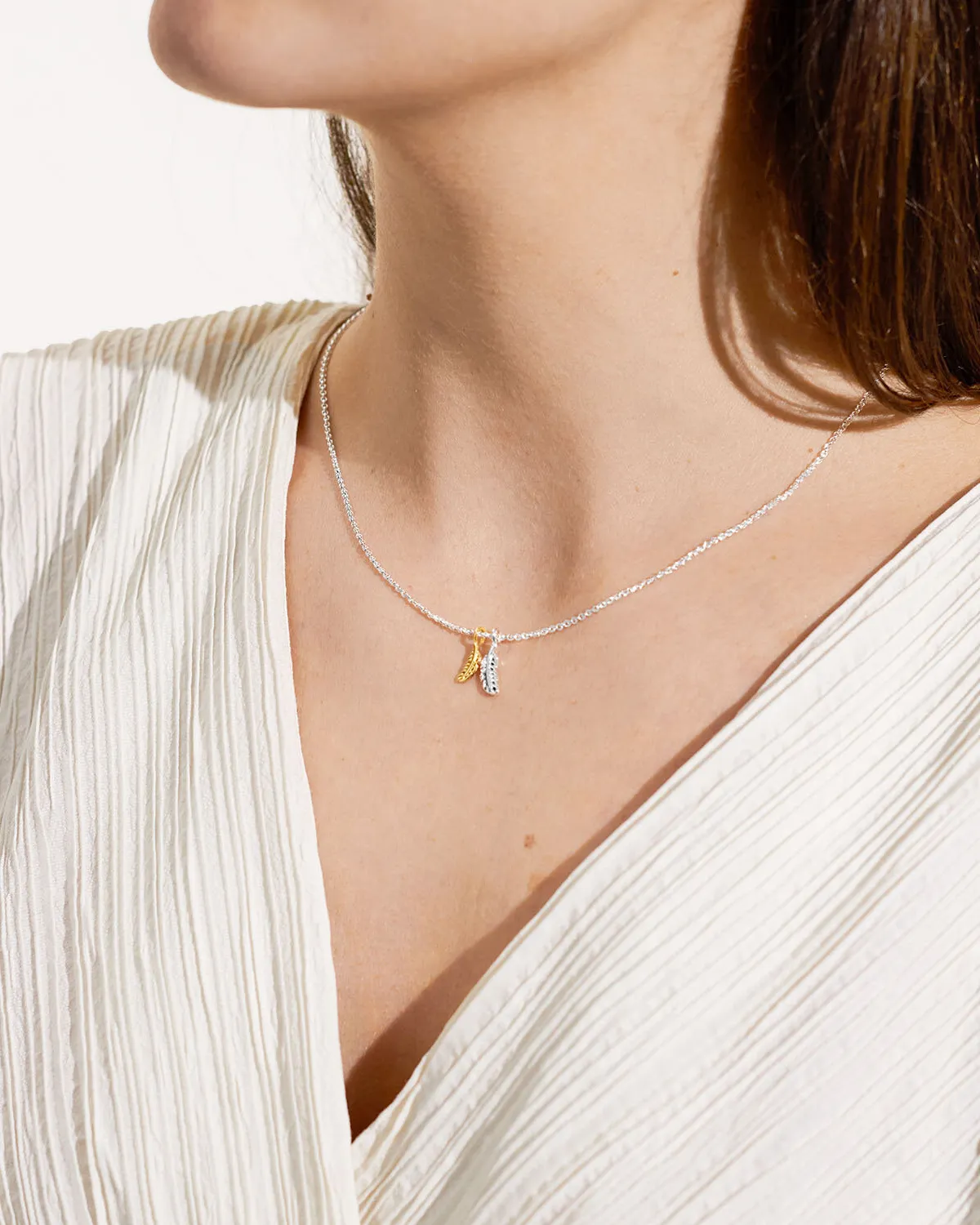 Joma Jewelry Plumes Apparaissent Lorsque les Êtres Chers Sont Proches Collier en Argent et Or