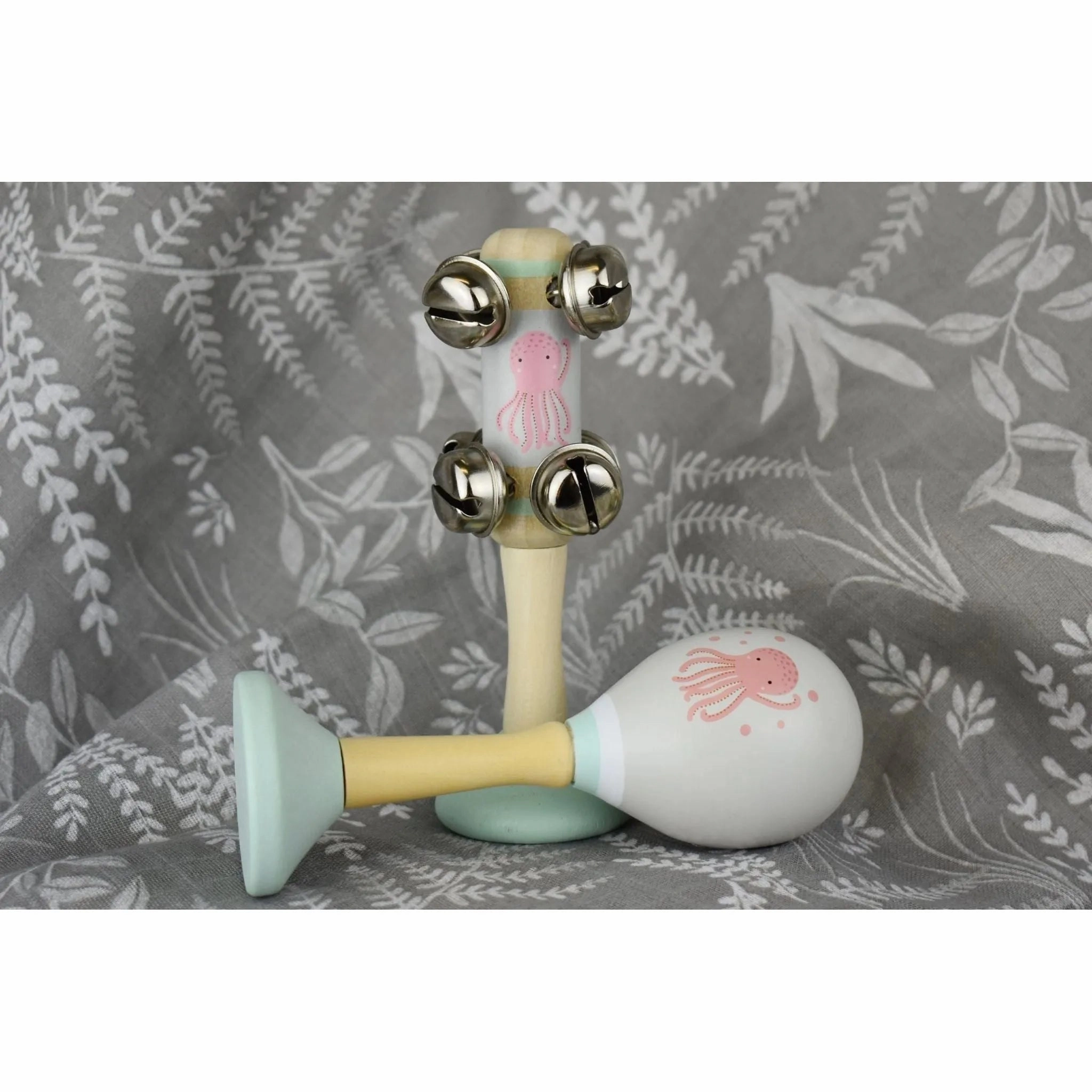 Kaper Kidz Toys Calm & Breezy Sea Wooden Maraca & Bell Stick Set