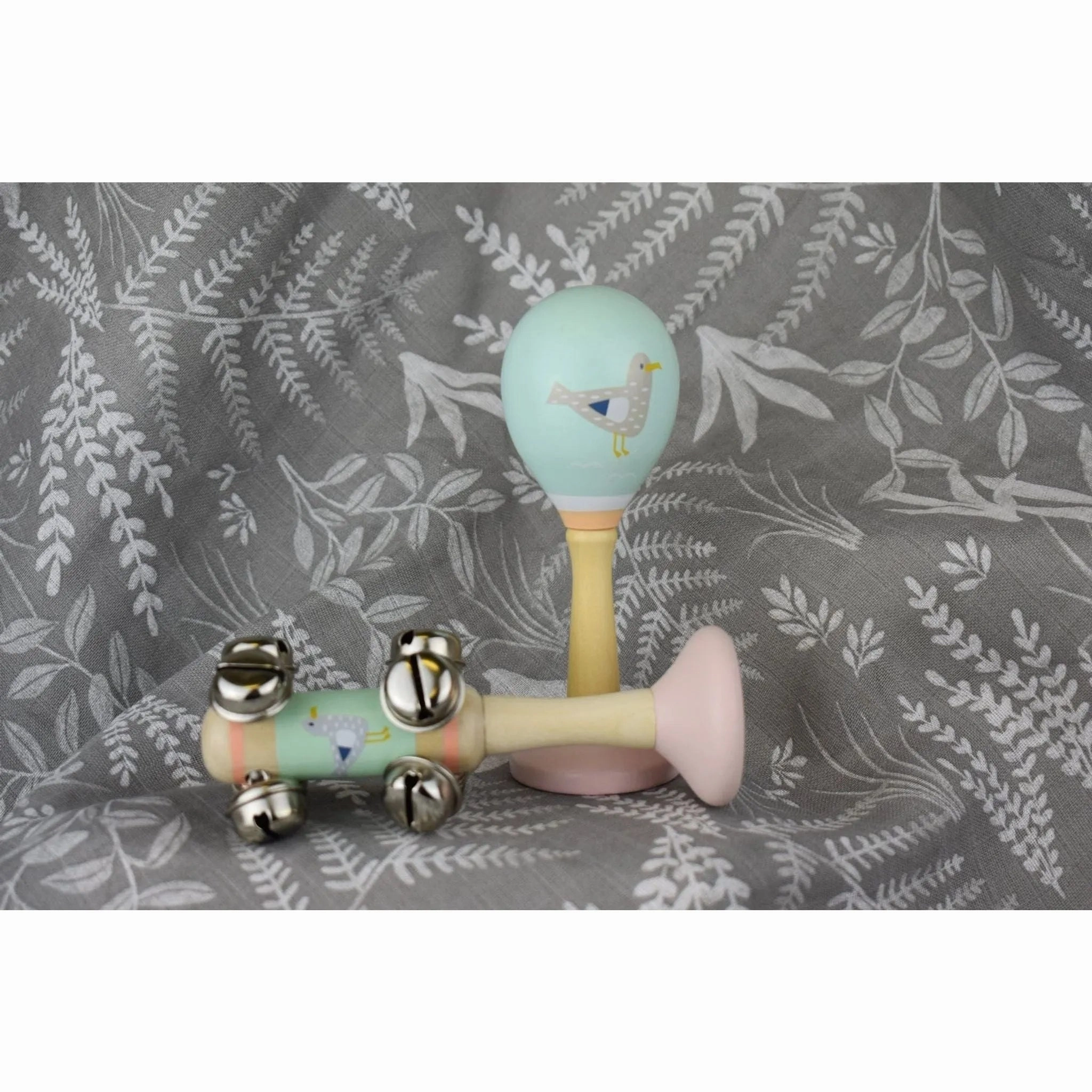 Kaper Kidz Toys Calm & Breezy Sea Wooden Maraca & Bell Stick Set