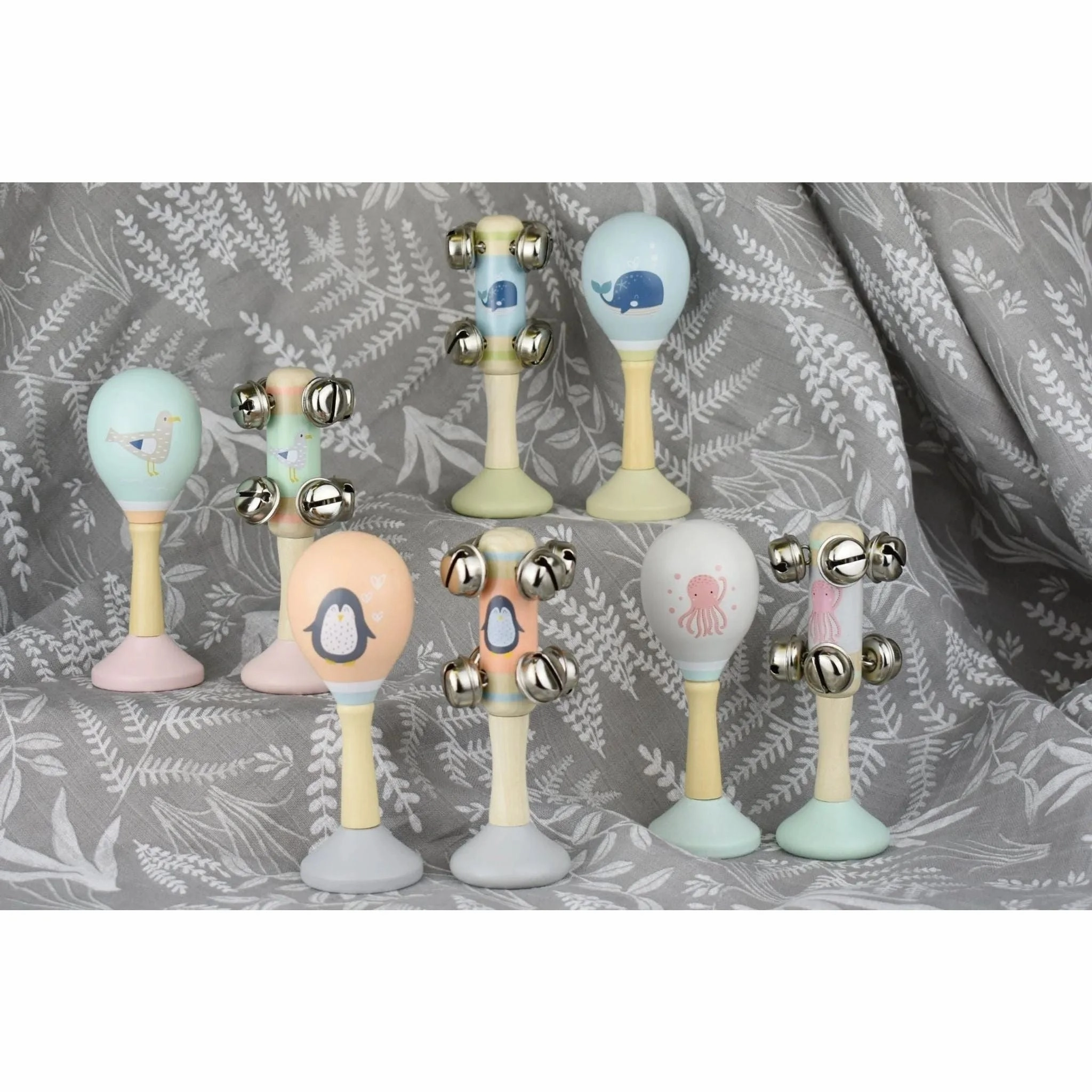 Kaper Kidz Toys Calm & Breezy Sea Wooden Maraca & Bell Stick Set