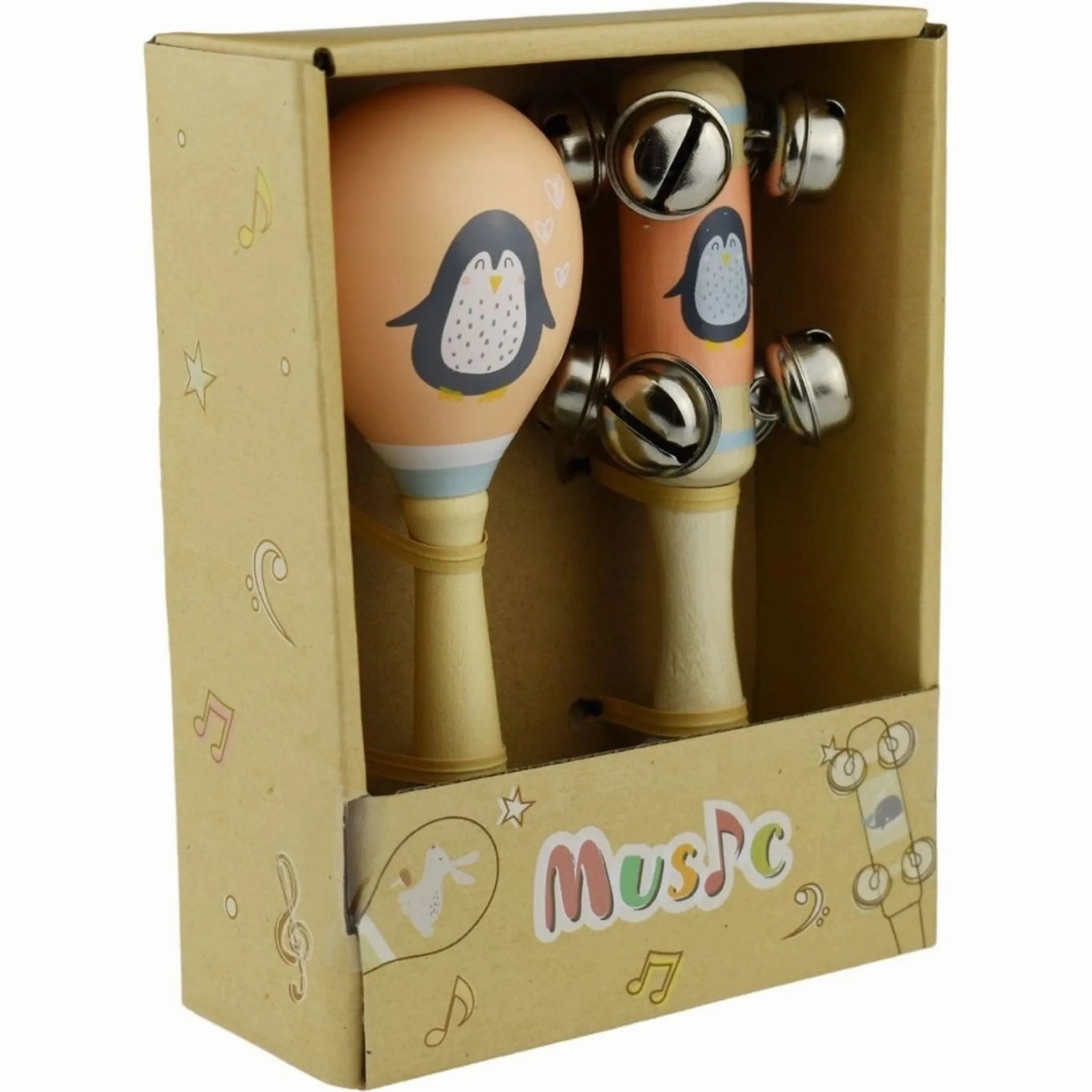 Kaper Kidz Toys Calm & Breezy Sea Wooden Maraca & Bell Stick Set