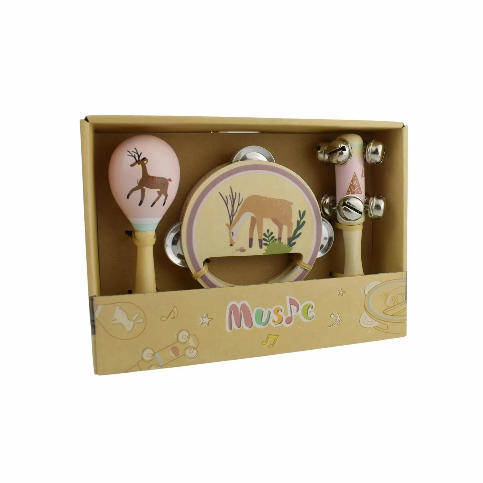 Kaper Kidz Toys Calm & Breezy Woodland Wooden 3 Piece Musical Set