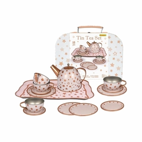 Kaper Kidz Toys Kaper Kidz - Gold Star Tin Tea Set In Suitcase