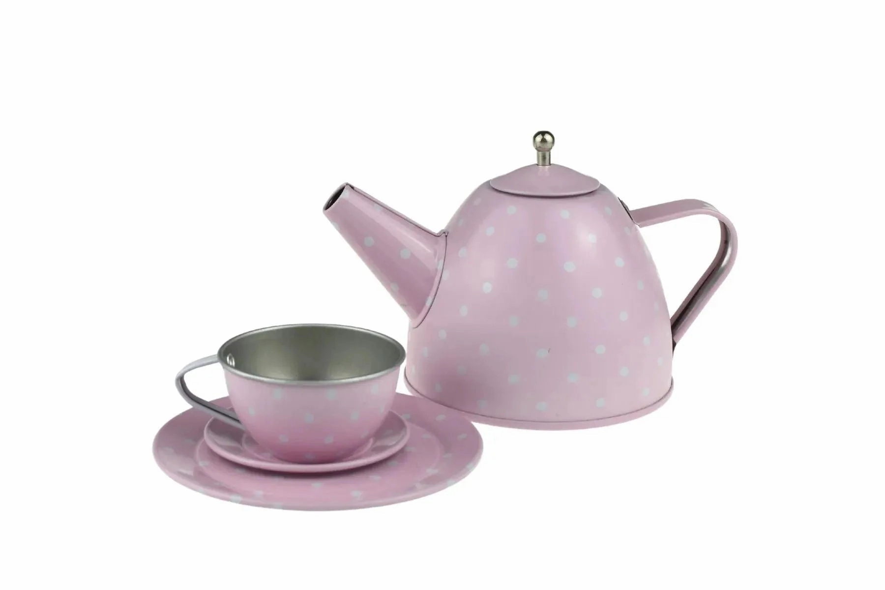 Kaper Kidz Toys Pink Tin Tea Set In Suitcase 15 Piece
