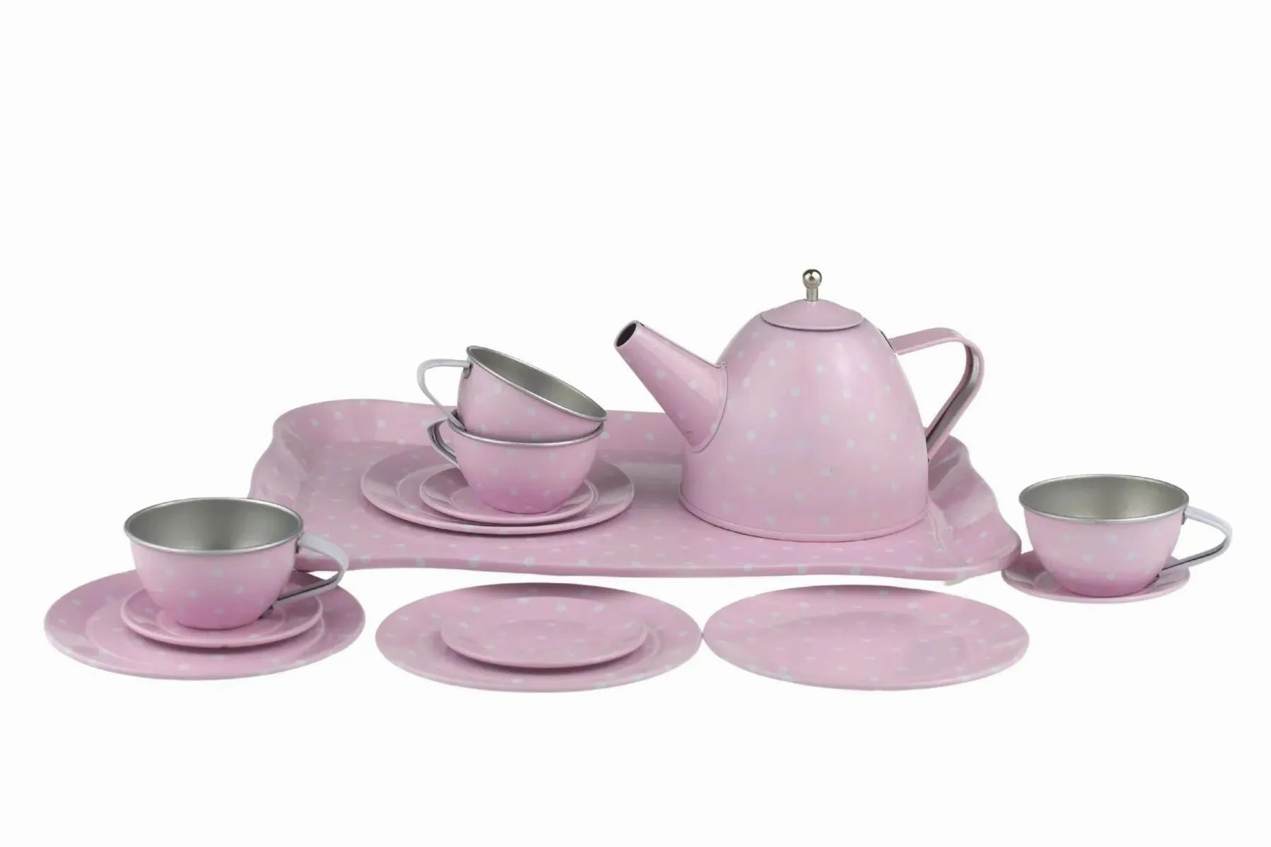 Kaper Kidz Toys Pink Tin Tea Set In Suitcase 15 Piece