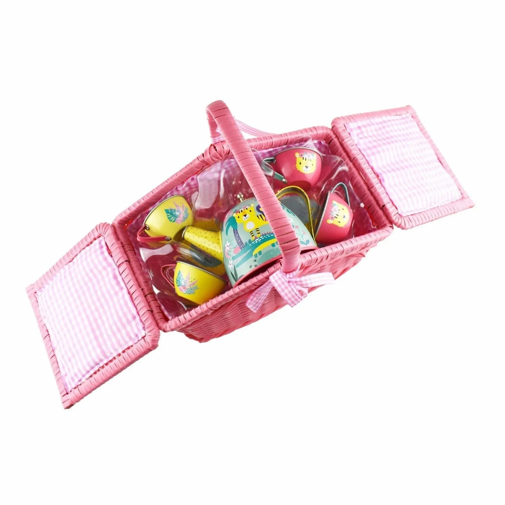 Kaper Kidz Toys Tiger Tin Tea Set In Picnic Basket (18 Piece Set)